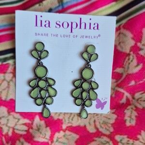 Gorgeous Lia Sophia Sage Green Statement Earrings (J24)
